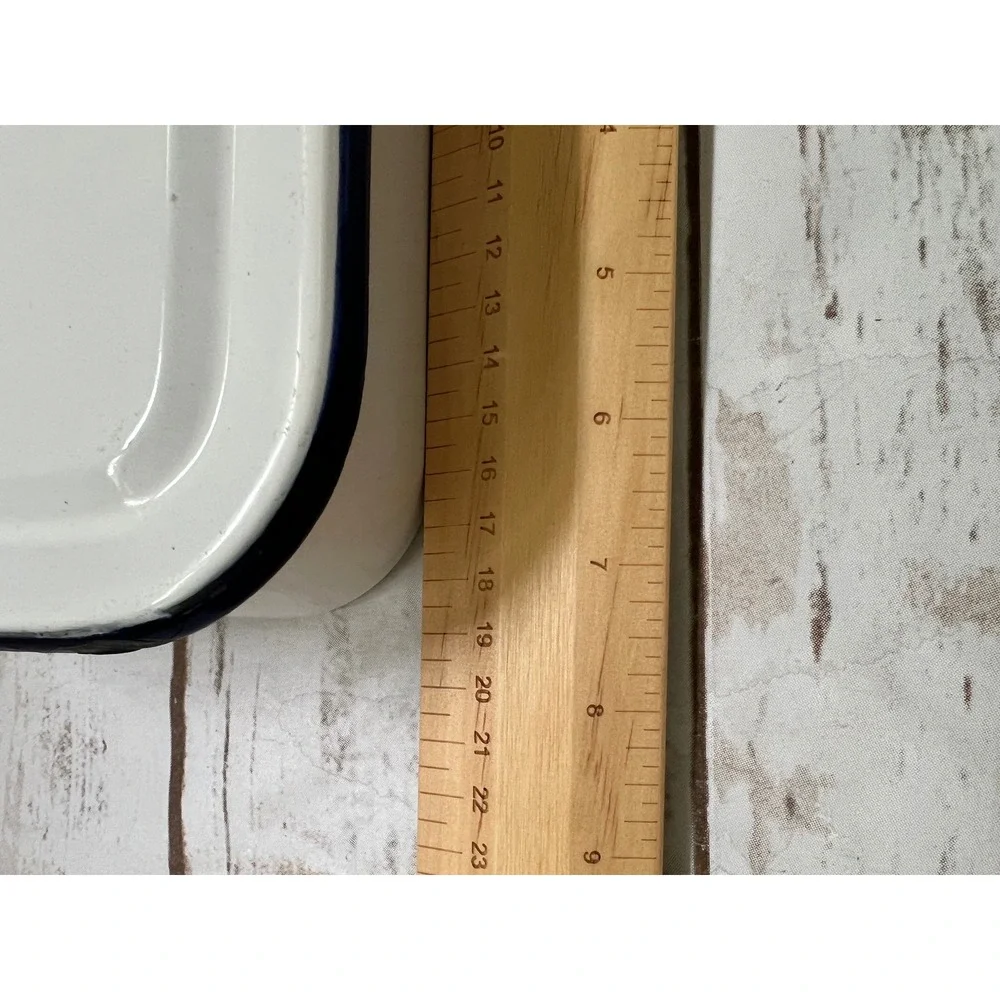 Vintage Enamelware Egg Storage Box White Navy Blue Farmhouse Kitchen Container
